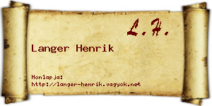 Langer Henrik névjegykártya